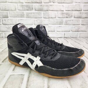 Asics Matflex 7 Wrestling Shoes Men's Sz 11 Black Whit Athletic Sneaker Gum Sole